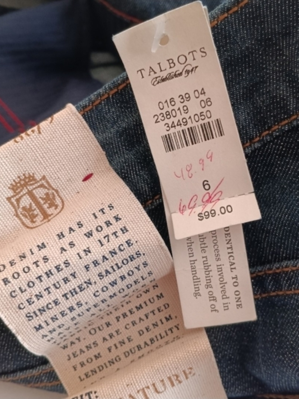 Talbots Women Signature Boot Cut Dark Blue Denim Jeans Size 6 NWT - Picture 5 of 7